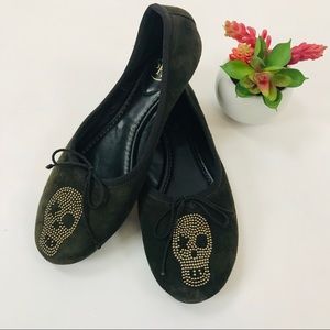 Ash Olive Green loafers with Skull design